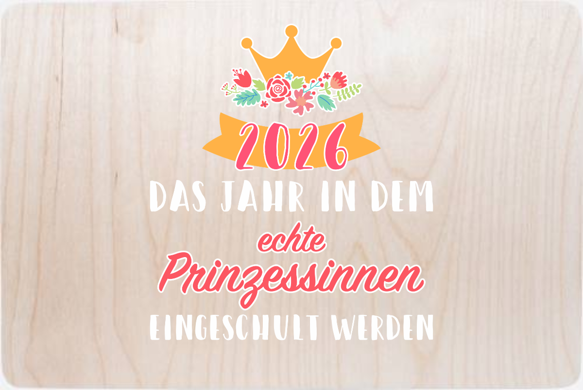 Erinnerungsbox Einschulung 2026: Prinzessin mit Name - Holz