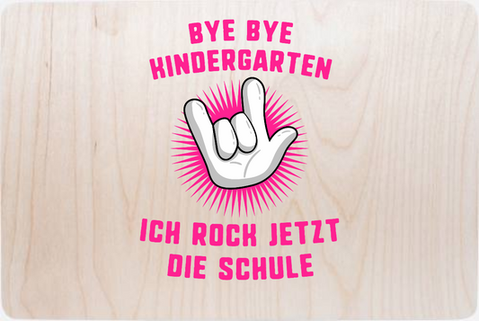 Erinnerungsbox Einschulung – Bye Bye Kindergarten Fuchsia - Holz