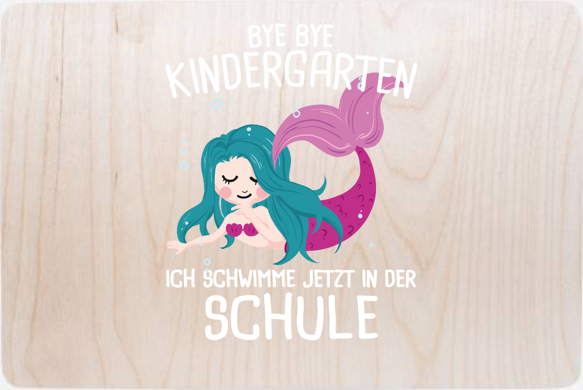 Erinnerungsbox Einschulung: Bye Bye Kindergarten – Ich schwimme! - Holz
