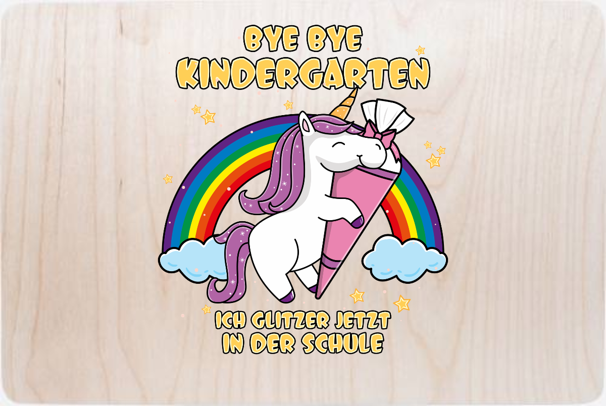 Erinnerungsbox Einschulung Einhorn – Ich glitzer in der Schule - Holz