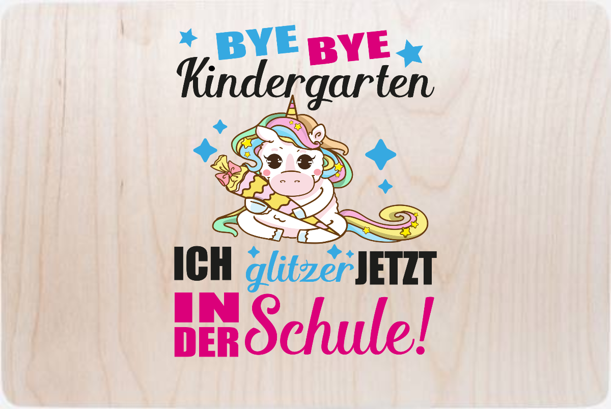 Erinnerungsbox Einschulung Einhorn "Ich glitzer jetzt" mit Name - Holz