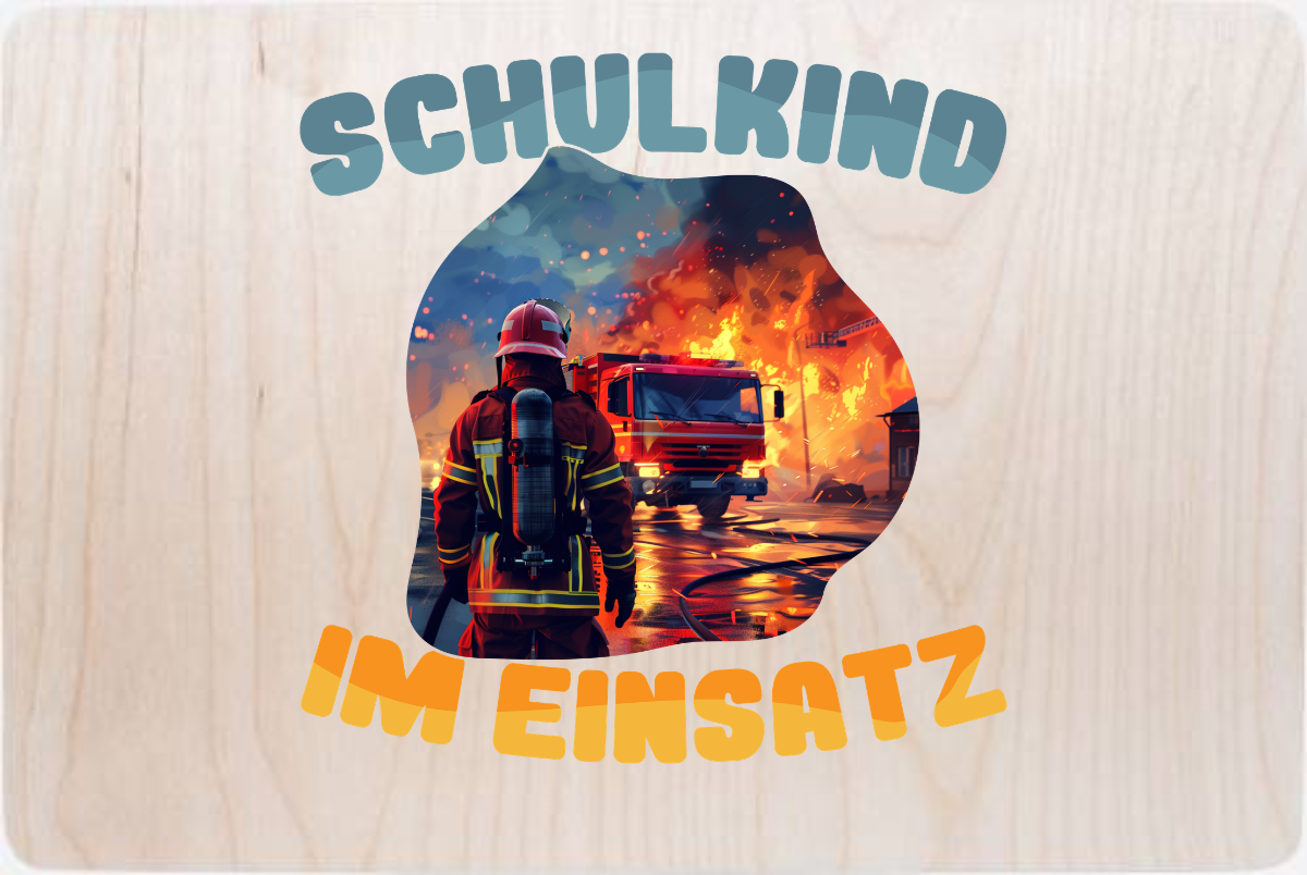 Erinnerungsbox Einschulung – Feuerwehr Schulkind mit Name - Holz