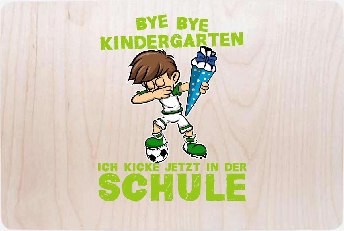 Erinnerungsbox Einschulung – Fußball Dabbing Junge mit Name - Holz