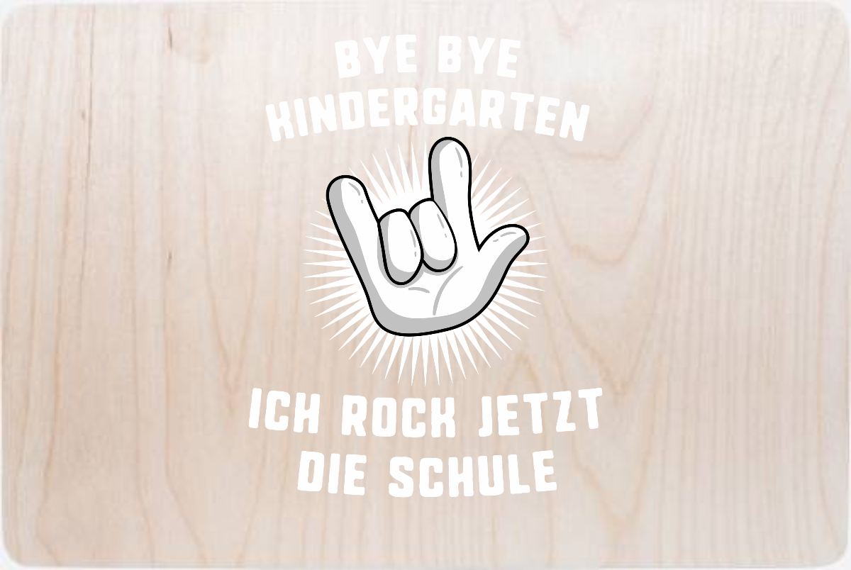 Erinnerungsbox Einschulung: Ich rock jetzt die Schule mit Name - Holz