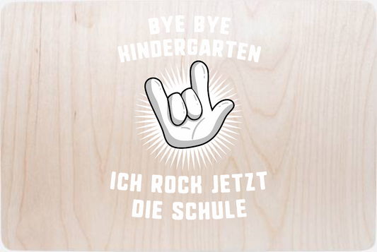 Erinnerungsbox Einschulung: Ich rock jetzt die Schule mit Name - Holz