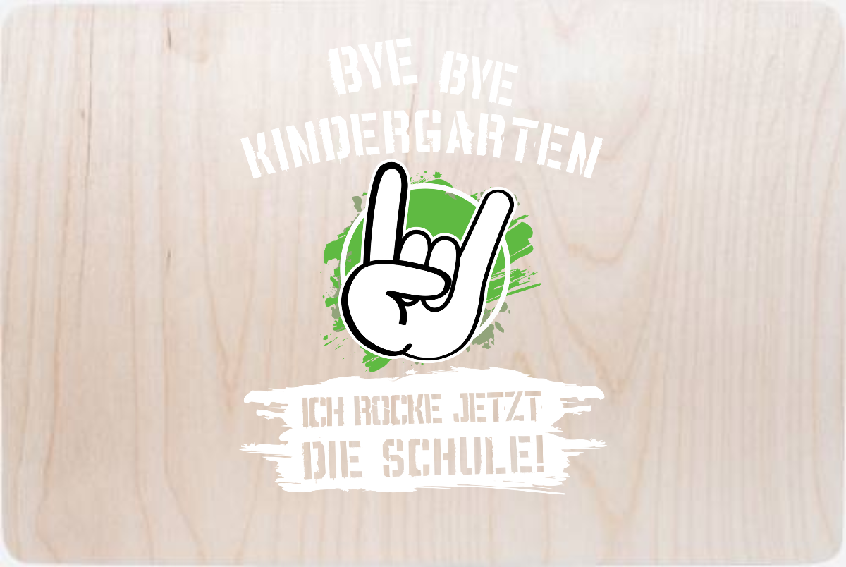 Erinnerungsbox Einschulung: Ich rocke jetzt die Schule - mit Name - Holz