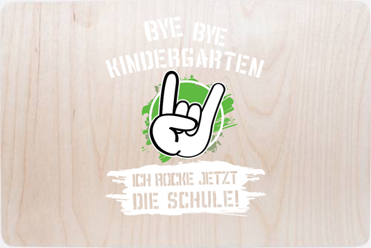 Erinnerungsbox Einschulung: Ich rocke jetzt die Schule - mit Name - Holz