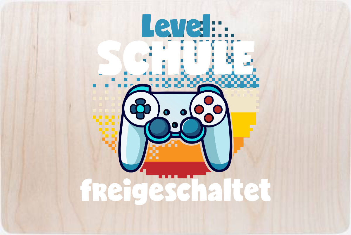 Erinnerungsbox Einschulung – Level Schule freigeschaltet - Holz