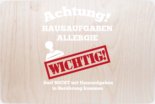 Erinnerungsbox Einschulung mit Name – Hausaufgaben-Allergie - Holz