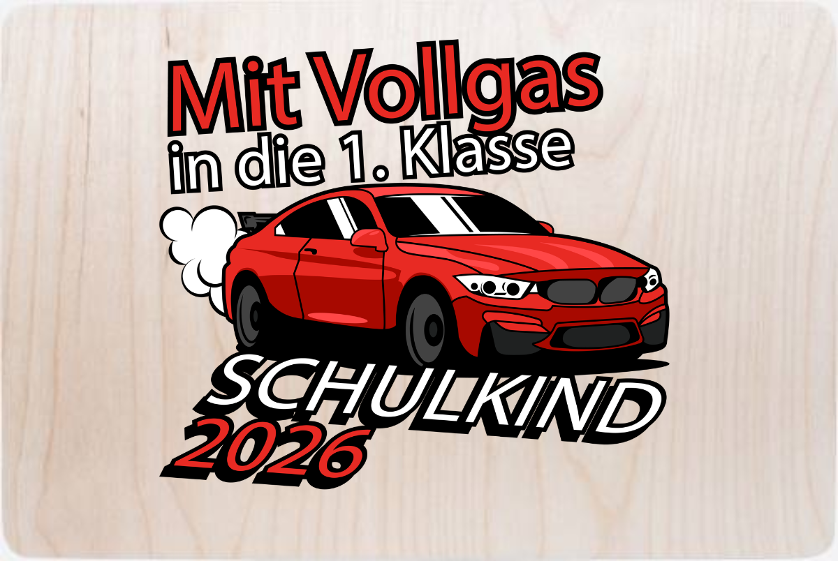 Erinnerungsbox Einschulung: Mit Vollgas in die 1. Klasse 2026 - Holz