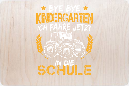 Erinnerungsbox Einschulung – Traktor Bye Bye Kindergarten - Holz
