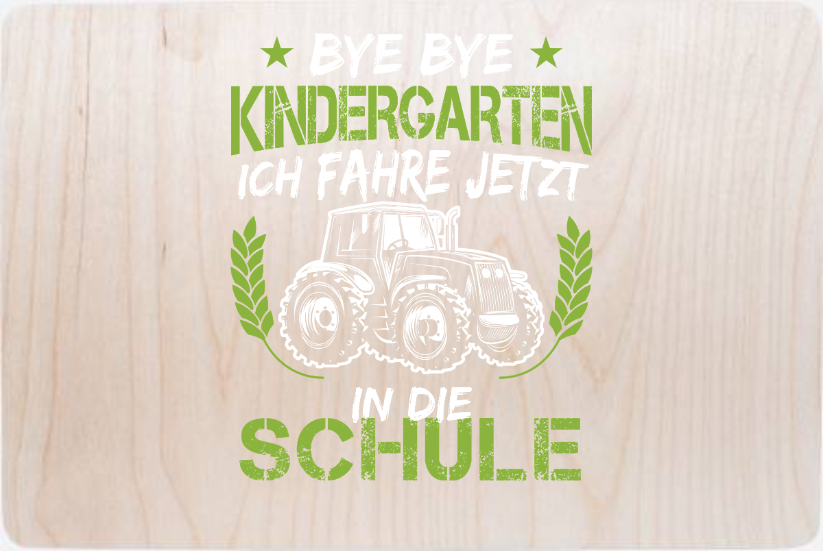 Erinnerungsbox Einschulung: Traktor – Bye Bye Kindergarten - Holz