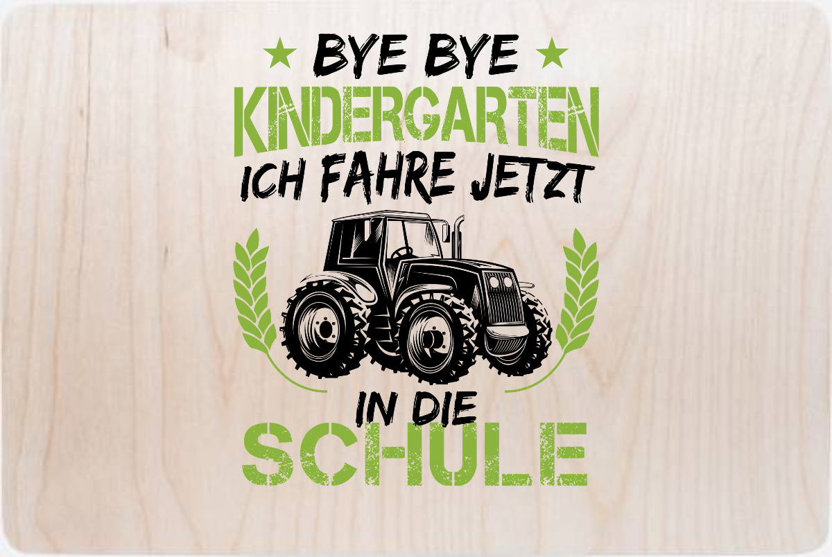 Erinnerungsbox Einschulung Traktor Grün – Bye Bye Kindergarten - Holz