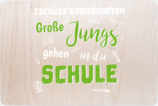 Erinnerungsbox Einschulung – Tschüss Kindergarten Große Jungs - Holz