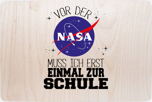 Erinnerungsbox Einschulung: Vor der NASA zur Schule - Holz