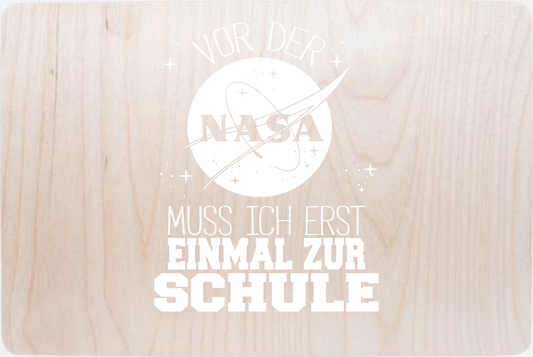 Erinnerungsbox Einschulung – Vor der NASA zur Schule (Weiß) - Holz