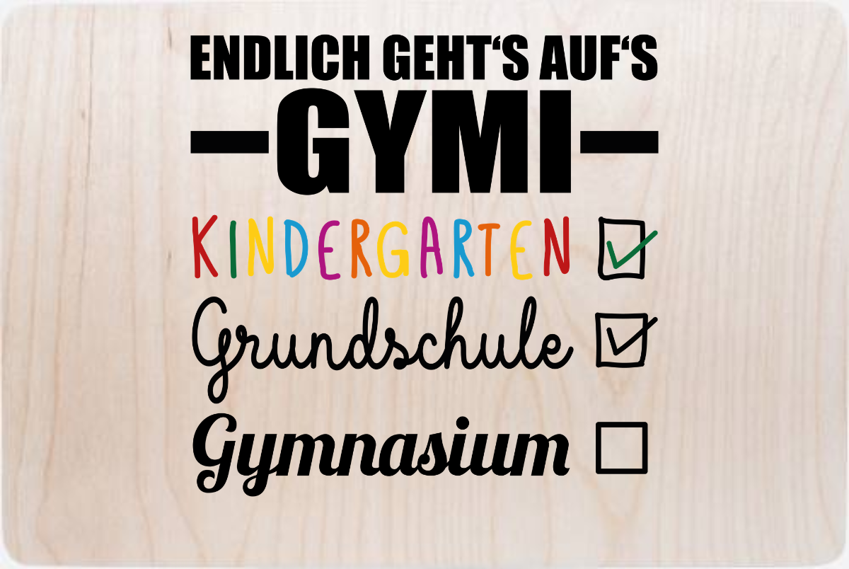 Erinnerungsbox Endlich Gymi schwarzbunt – Personalisiert mit Name - Holz