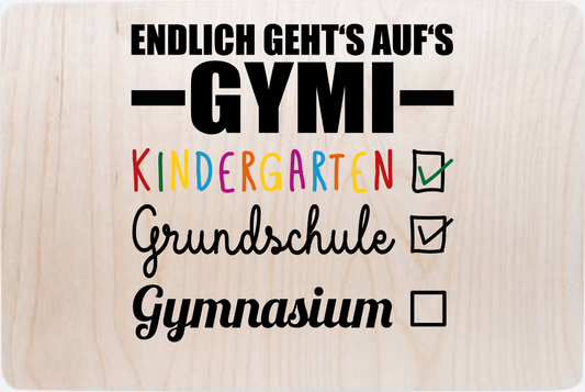 Erinnerungsbox Endlich Gymi schwarzbunt – Personalisiert mit Name - Holz