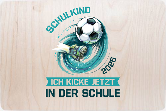 Erinnerungsbox Fußball Schulkind 2026 – Geschenk zur Einschulung - Holz