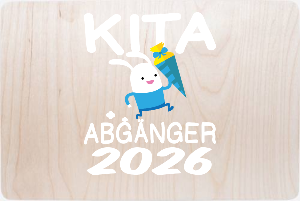 Erinnerungsbox Kita Abgänger 2026 – Hase mit Schultüte - Holz