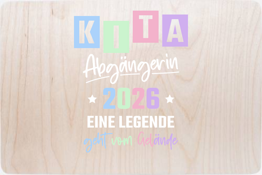 Erinnerungsbox Kita Abgängerin 2026 – Eine Legende geht - Holz