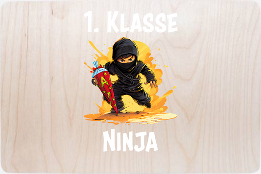 Erinnerungsbox Ninja zur Einschulung – Personalisiert - Holz