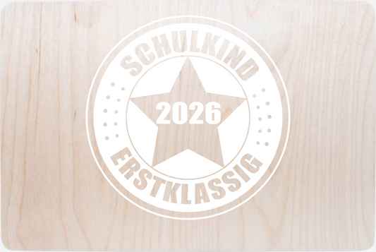 Erinnerungsbox Schulkind 2026 Erstklassig personalisiert - Holz