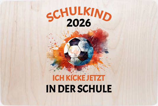 Erinnerungsbox Schulkind 2026 Fußball Geschenk zur Einschulung - Holz