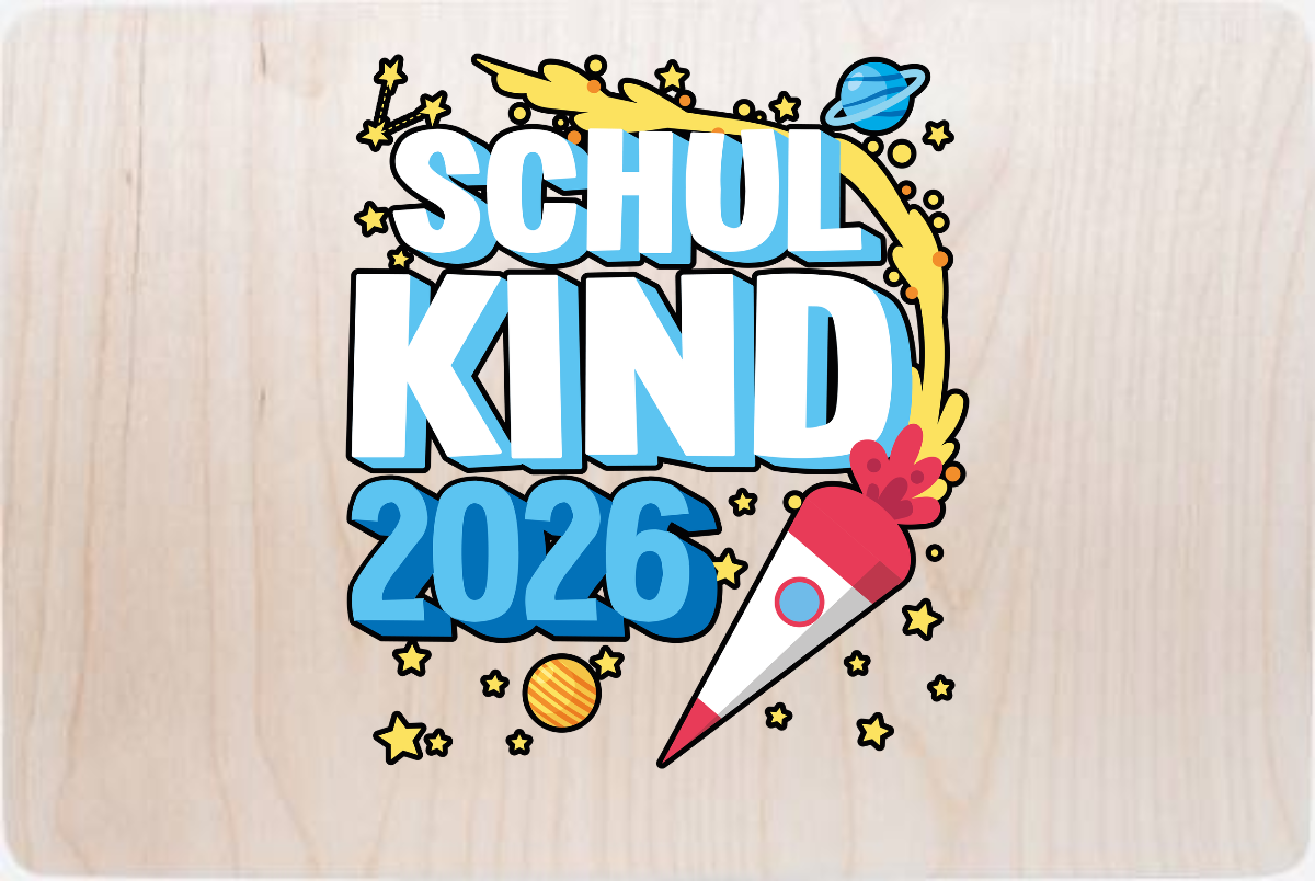 Erinnerungsbox Schulkind 2026 Rakete – Personalisiert - Holz