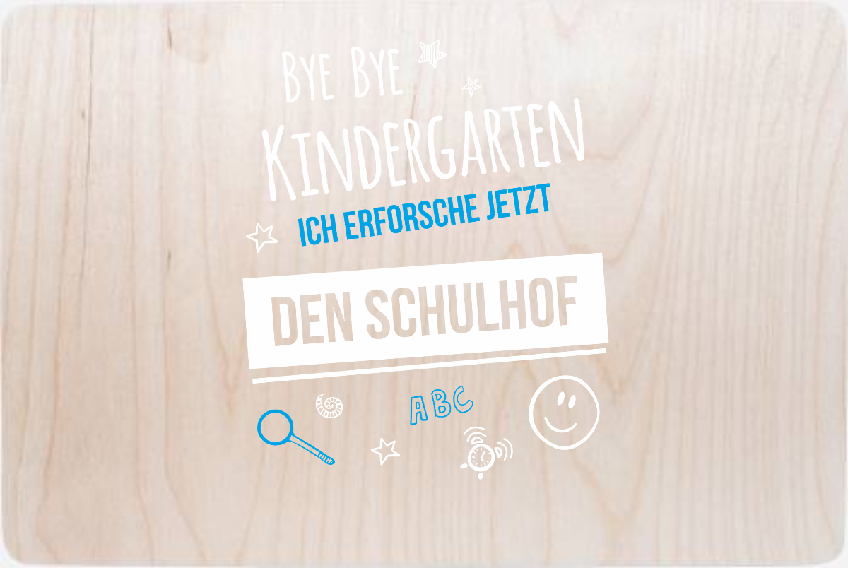 Erinnerungsbox zur Einschulung: Bye Bye Kindergarten Schulhof - Holz