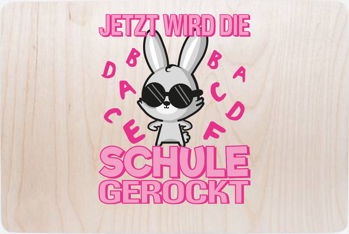 Erinnerungsbox zur Einschulung – Schule gerockt Hase - Holz