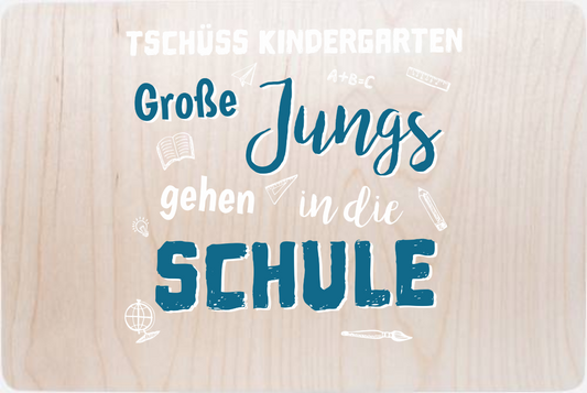 Erinnerungsbox zur Einschulung: Tschüss Kindergarten Große Jungs - Holz