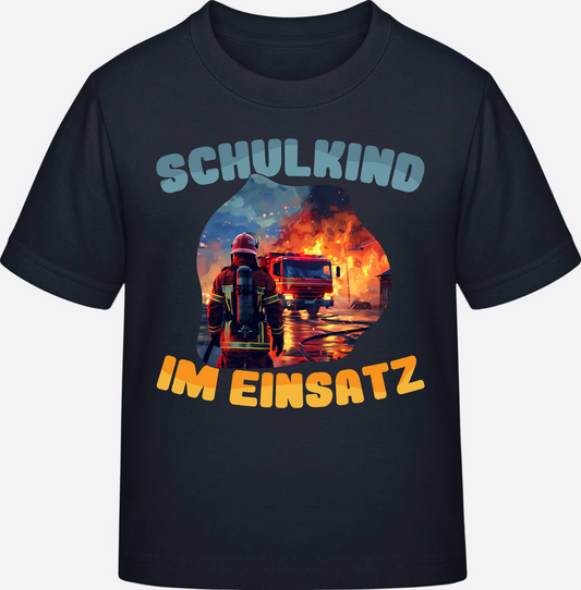 Feuerwehr T-Shirt zur Einschulung – Schulkind im Einsatz - Navy