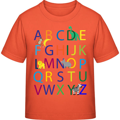 Kinder T-Shirt Einschulung Alphabet-Tiere – ABC mit Löwe & Zebra