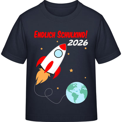 Kinder T-Shirt Einschulung Rakete – Endlich Schulkind 2026