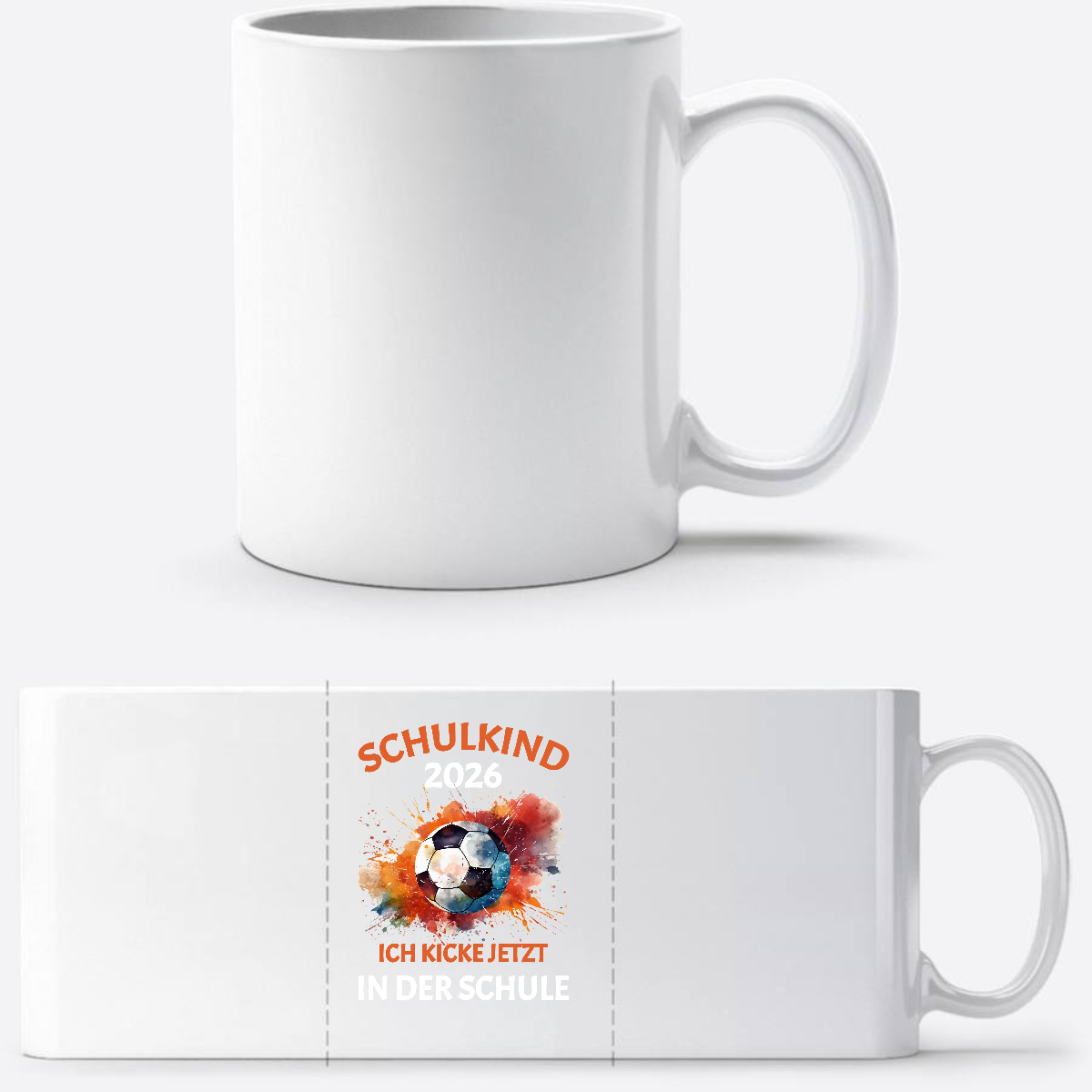Fußball-Tasse Schulkind 2026 – Ich kicke jetzt in der Schule - Weiß