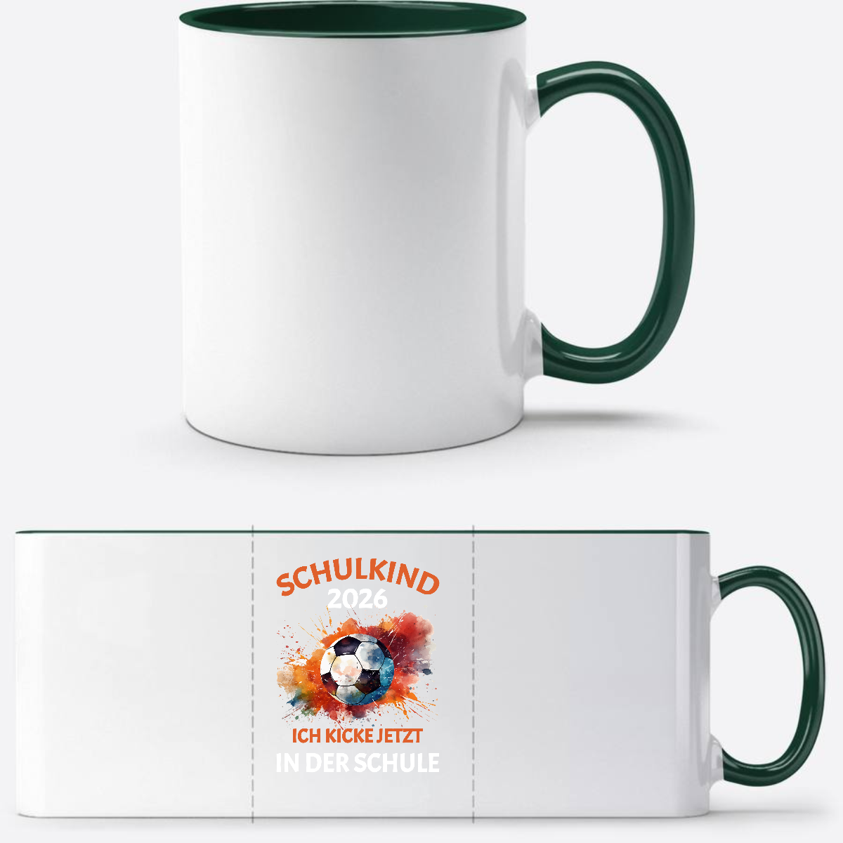 Fußball-Tasse Schulkind 2026 – Ich kicke jetzt in der Schule - White/Petrol