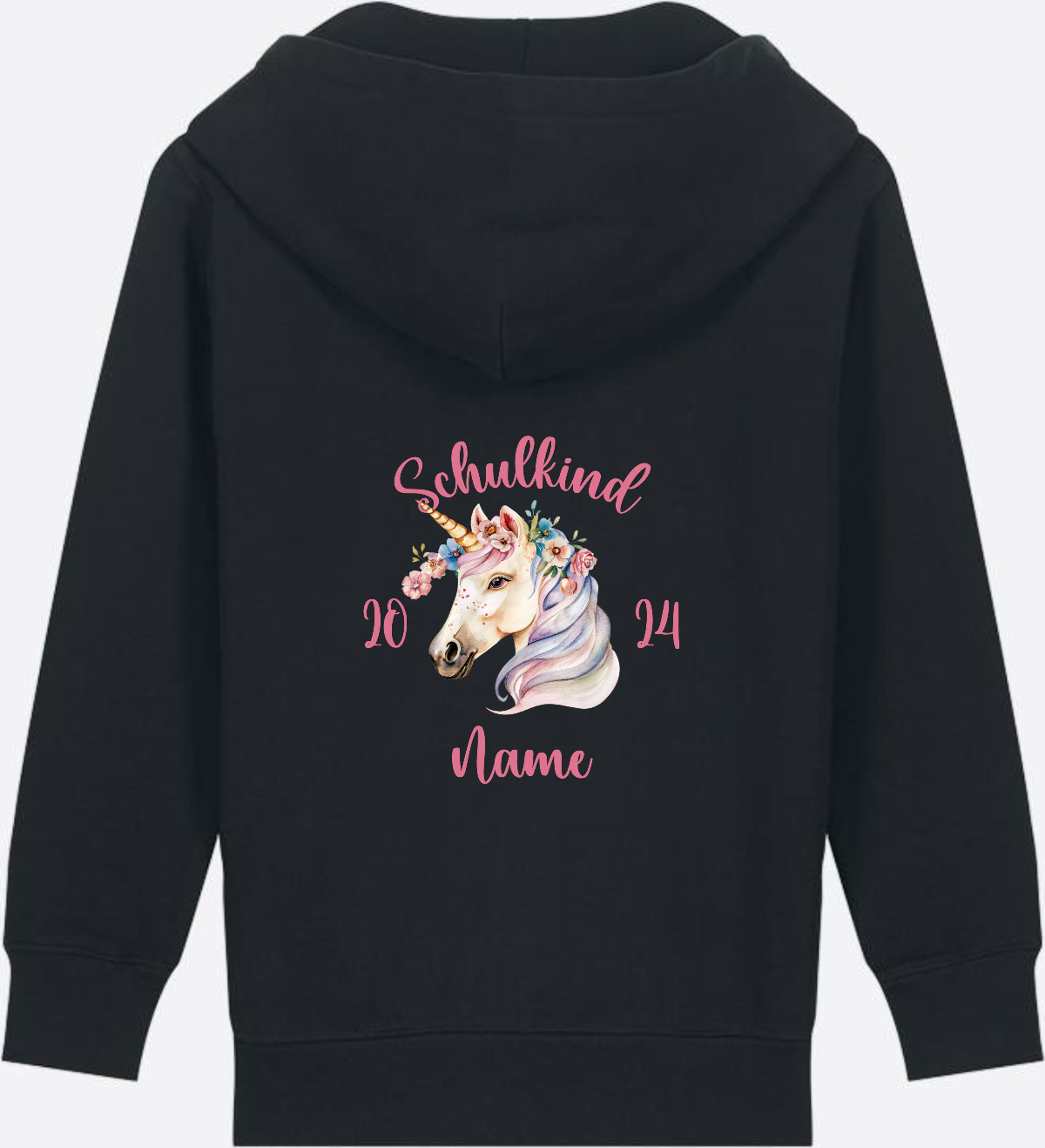 Geschenk zur Einschulung Mädchen: Personalisierter Zip-Hoodie - Black