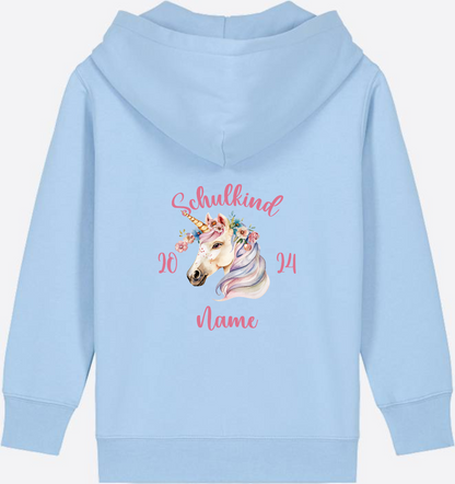 Geschenk zur Einschulung Mädchen: Personalisierter Zip-Hoodie - Blue Soul