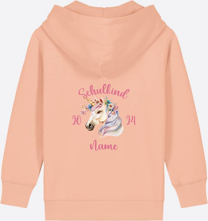 Geschenk zur Einschulung Mädchen: Personalisierter Zip-Hoodie - Fraiche Peche