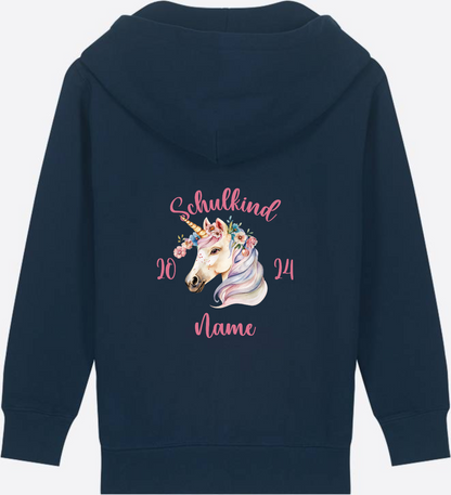 Geschenk zur Einschulung Mädchen: Personalisierter Zip-Hoodie - French Navy