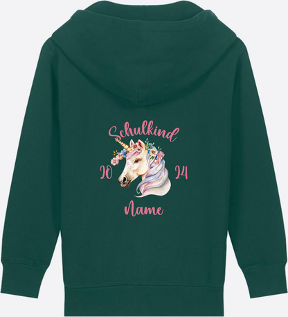 Geschenk zur Einschulung Mädchen: Personalisierter Zip-Hoodie - Glazed Green