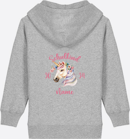 Geschenk zur Einschulung Mädchen: Personalisierter Zip-Hoodie - Heather Grey