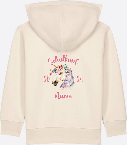 Geschenk zur Einschulung Mädchen: Personalisierter Zip-Hoodie - Natural Raw
