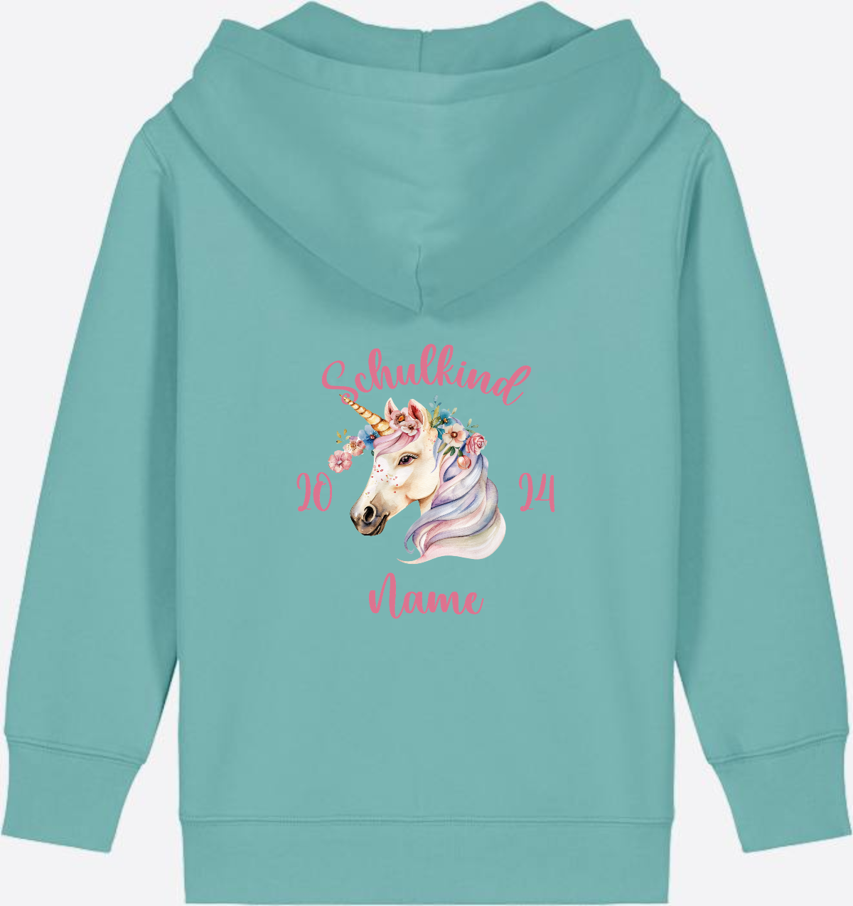 Geschenk zur Einschulung Mädchen: Personalisierter Zip-Hoodie - Teal Monstera