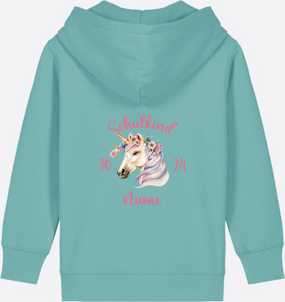 Geschenk zur Einschulung Mädchen: Personalisierter Zip-Hoodie - Teal Monstera