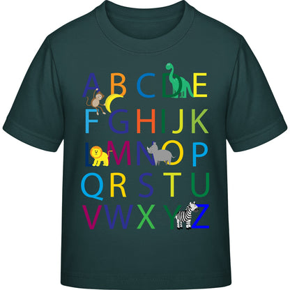Kinder T-Shirt Einschulung Alphabet-Tiere – ABC mit Löwe & Zebra