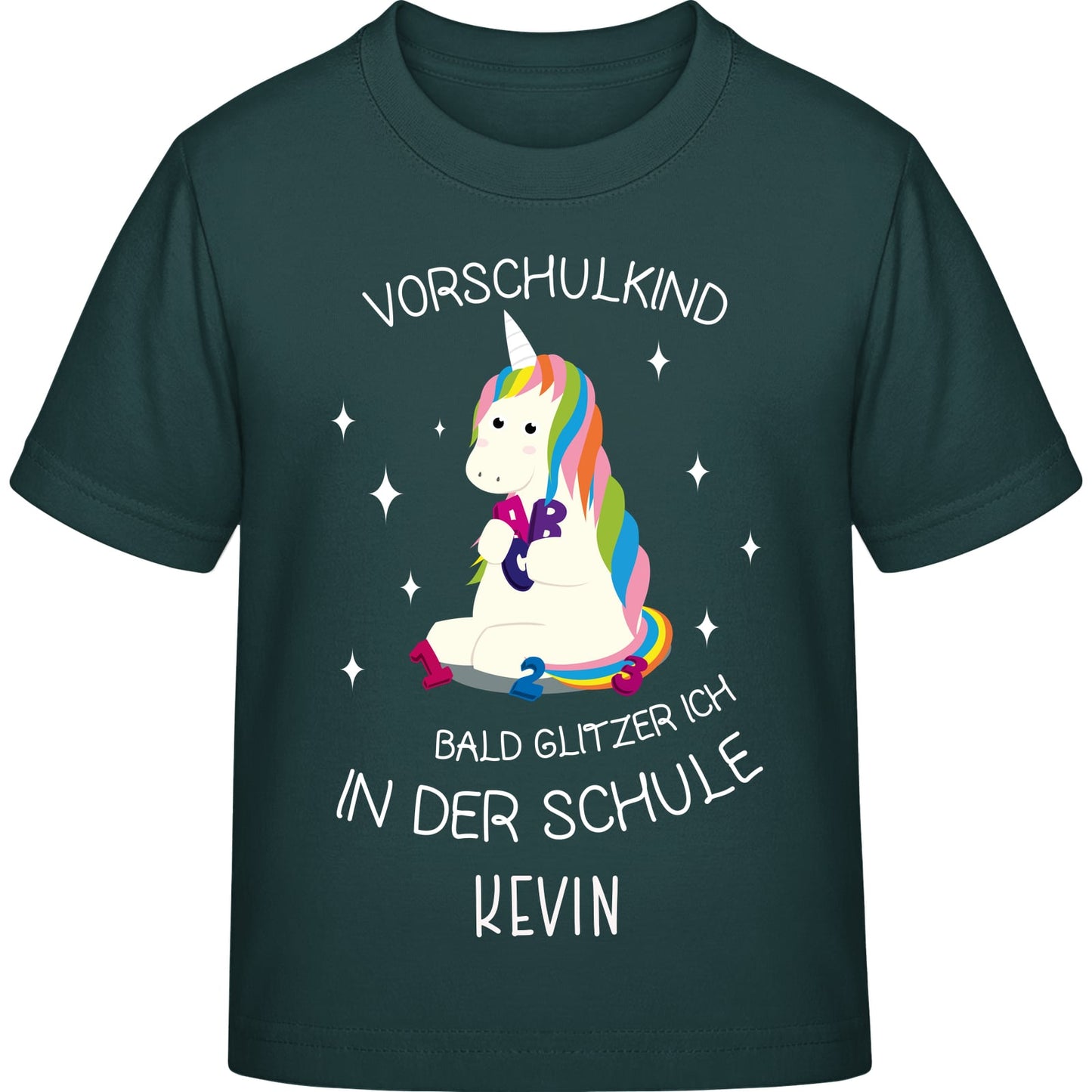 Mädchen T-Shirt Einschulung Einhorn – Vorschulkind Glitzer-Spruch