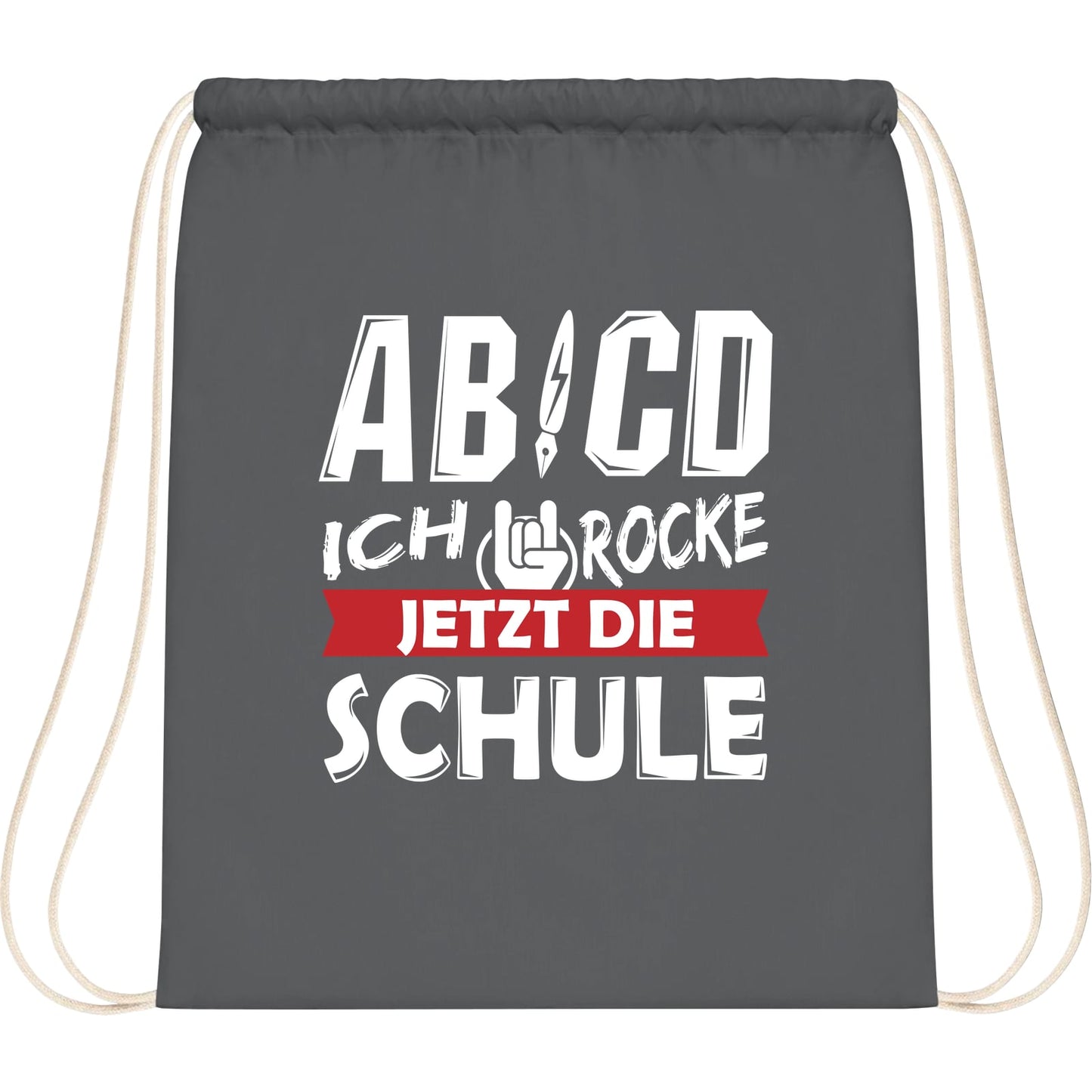 Turnbeutel Einschulung Rocker-Hand – Ich rocke jetzt die Schule