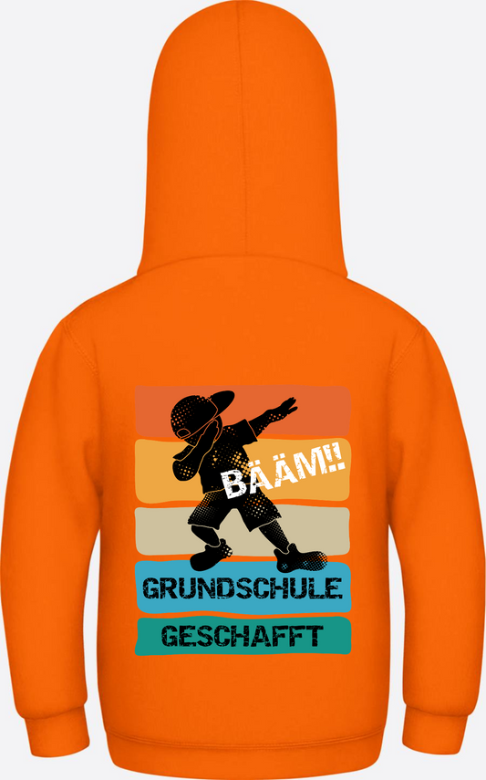 Hoodie Bääm Grundschule geschafft – Personalisiert mit Name - Orange Crush